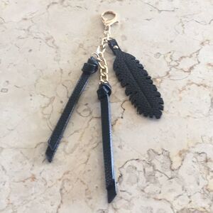 Black Leather Feather Purse Attachment